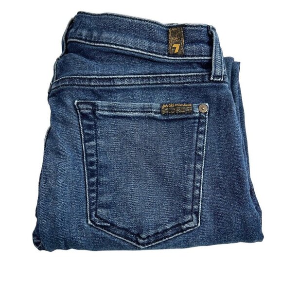 7 FOR ALL MANKIND Mid Rise Jeans Blue Denim Regular Straight Womens‎ W28 L26 - Picture 1 of 8